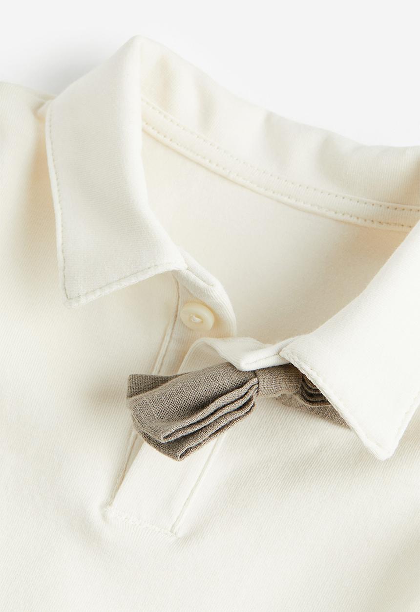H&M - Bodysuit with a bow tie - light beige mole