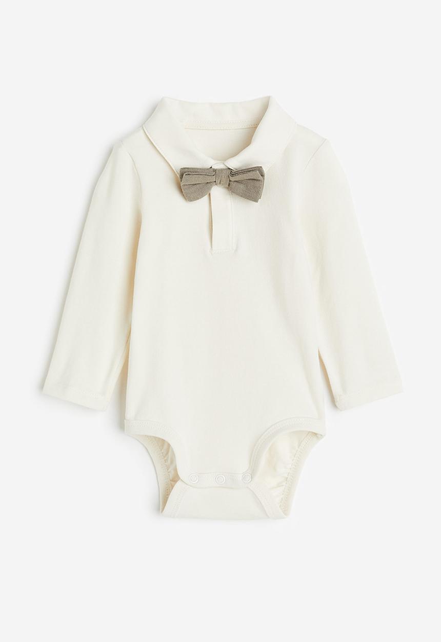 H&M - Bodysuit with a bow tie - light beige mole