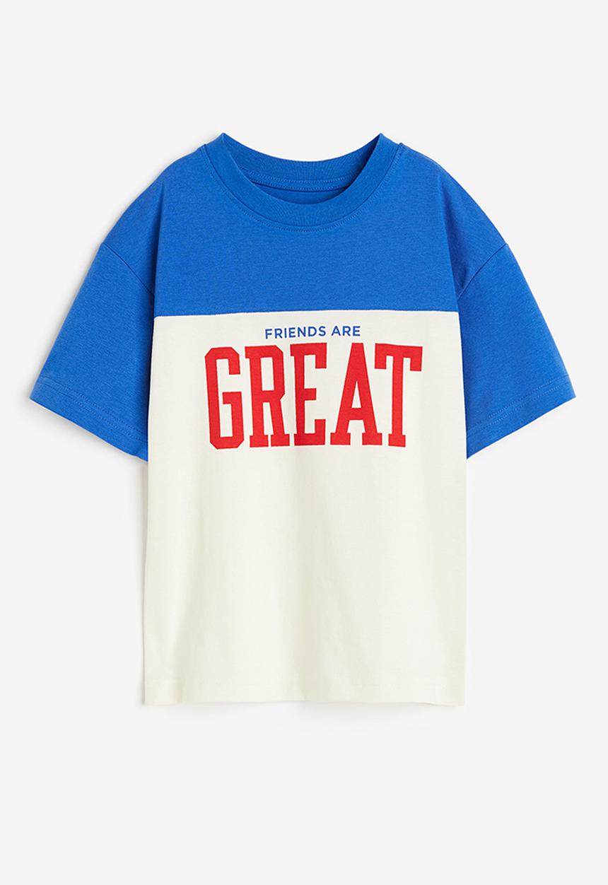 H&M - Jersey t-shirt - bright blue friends are great
