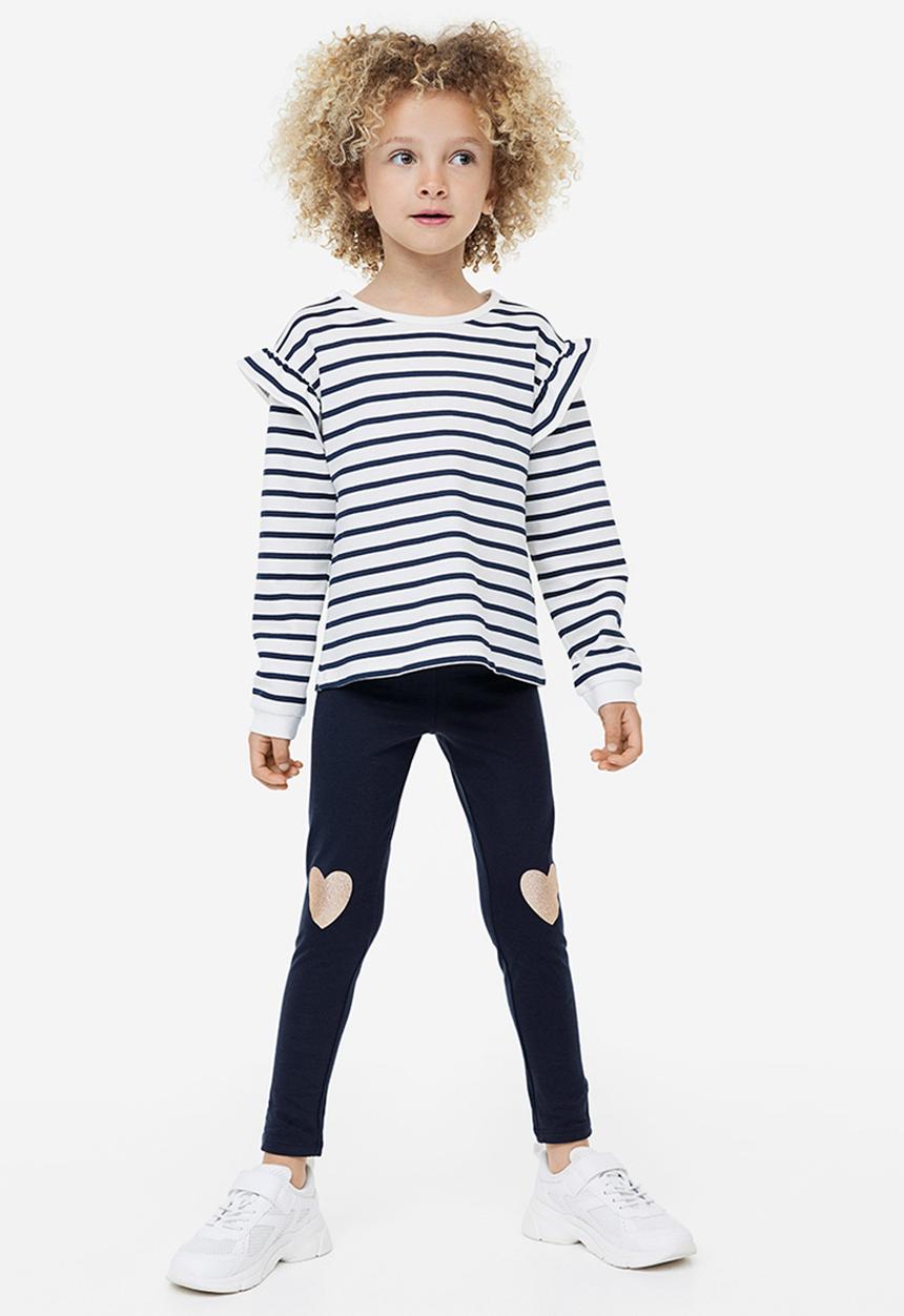 H&M - Leggings - navy blue hearts