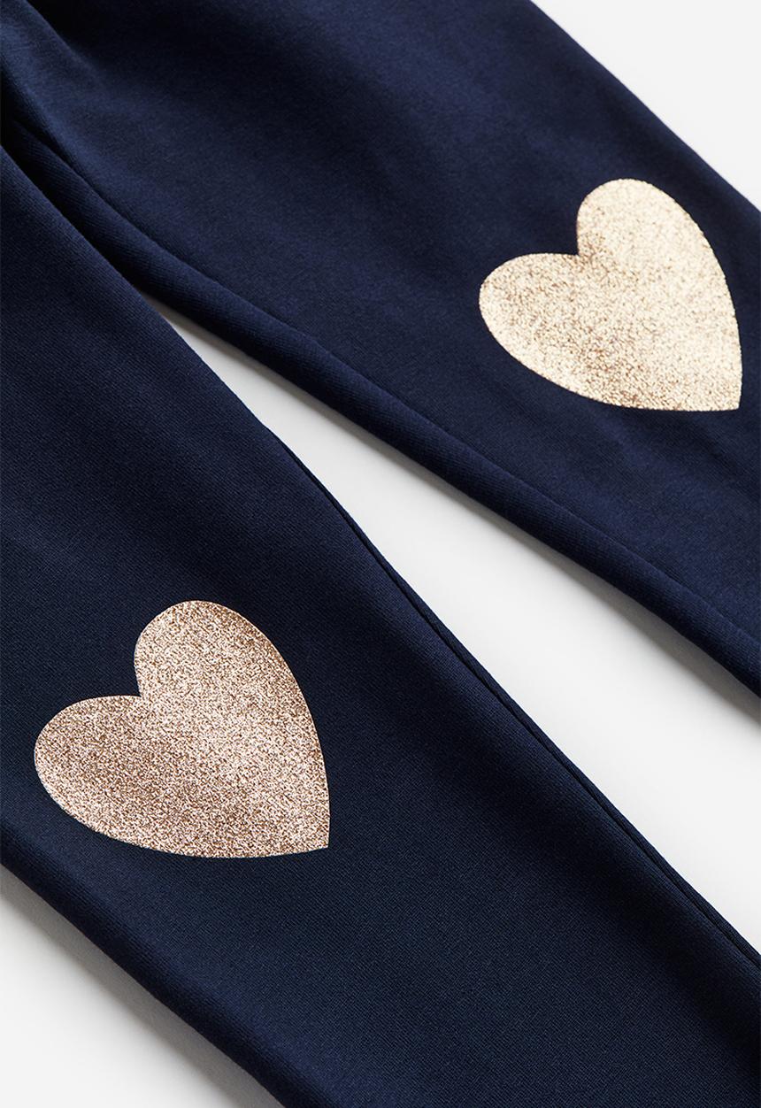H&M - Leggings - navy blue hearts