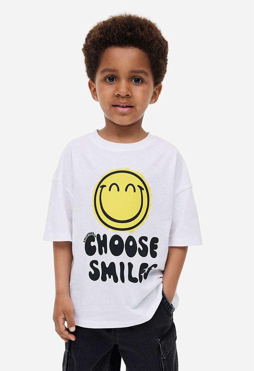 H&M - Oversized printed t-shirt - white smiley®