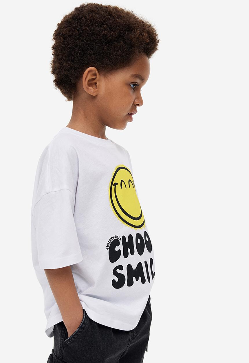 H&M - Oversized printed t-shirt - white smiley®