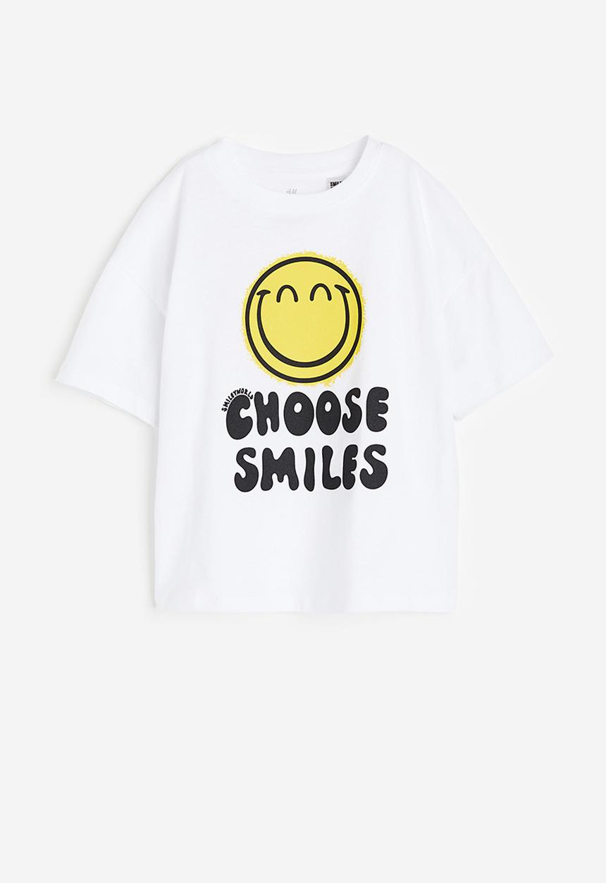 H&M - Oversized printed t-shirt - white smiley®