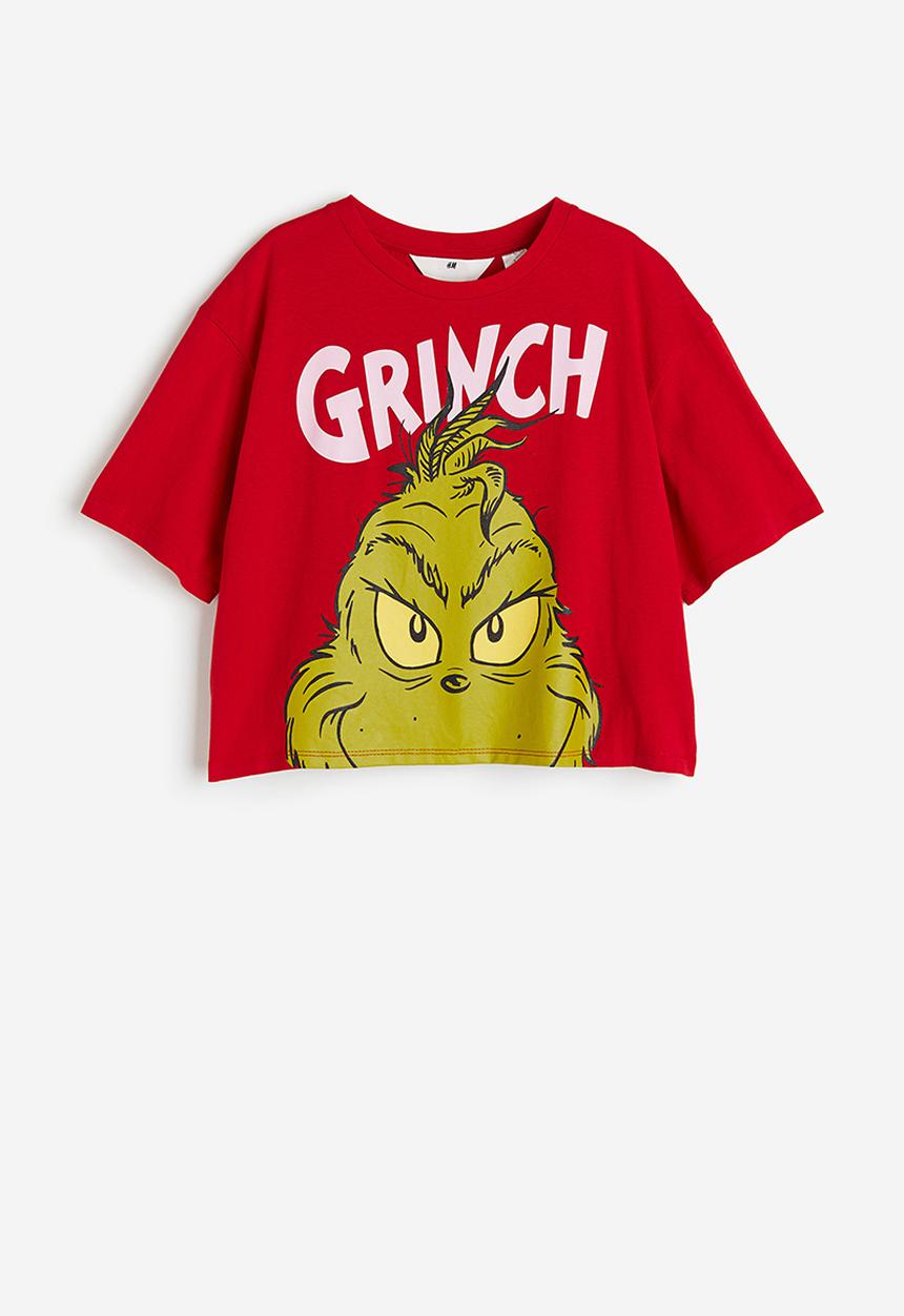 H&M - Oversized printed t-shirt - Red The Grinch