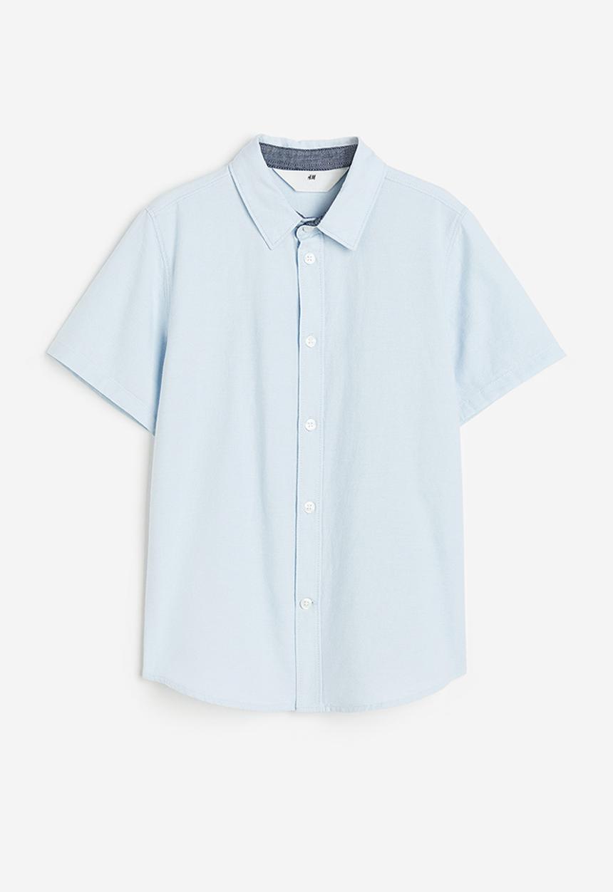 H&M - Short-sleeved cotton shirt - light blue
