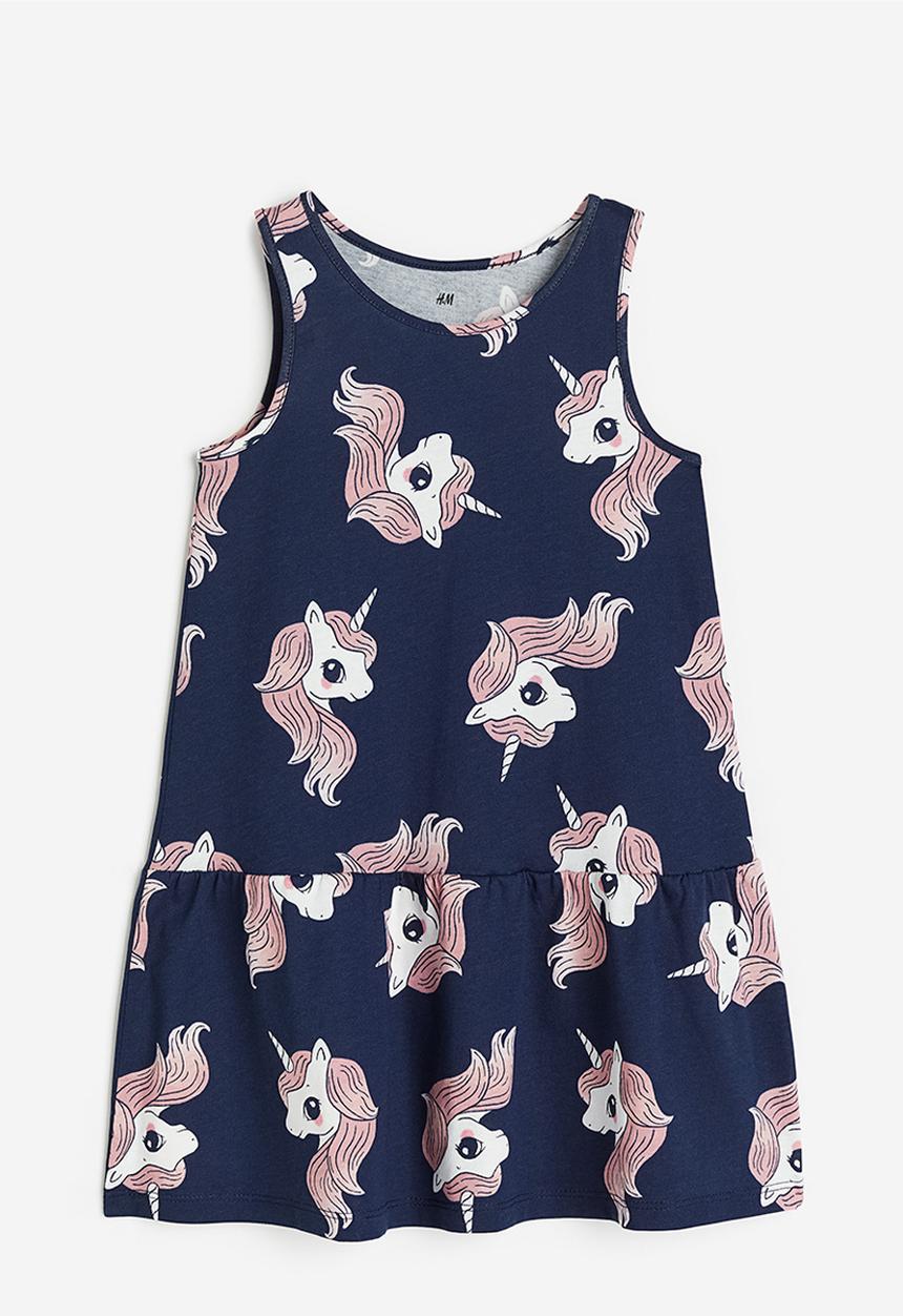 H&M - Patterned cotton dress - dark blue unicorns