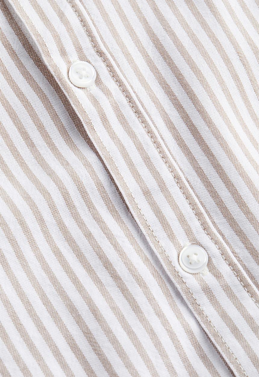 H&M - Short-sleeved cotton shirt - beige striped
