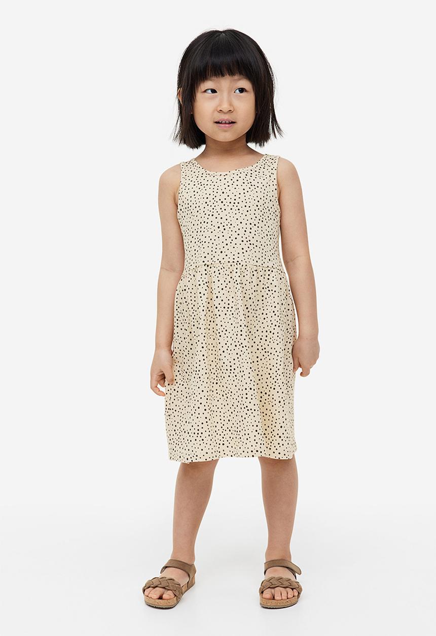 H&M - Patterned cotton dress - light beige spotted