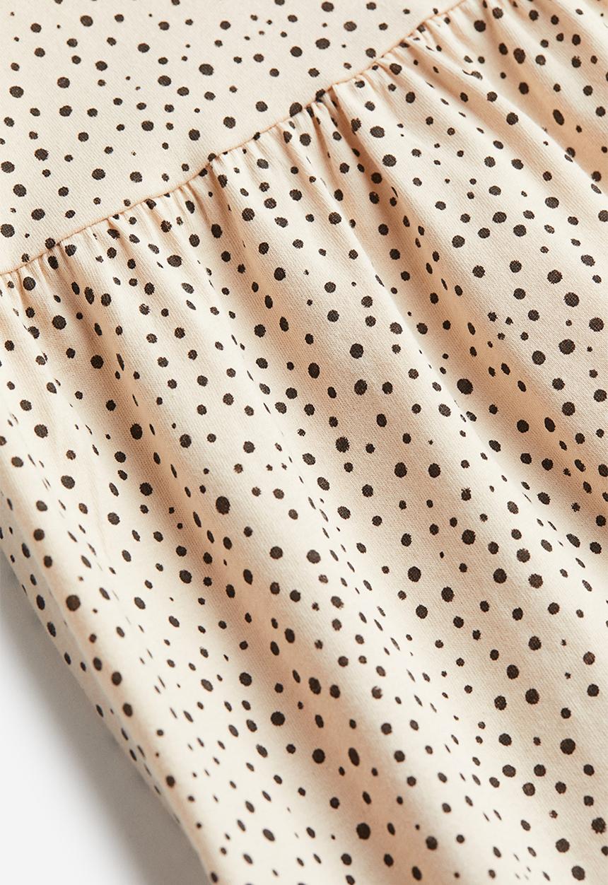 H&M - Patterned cotton dress - light beige spotted