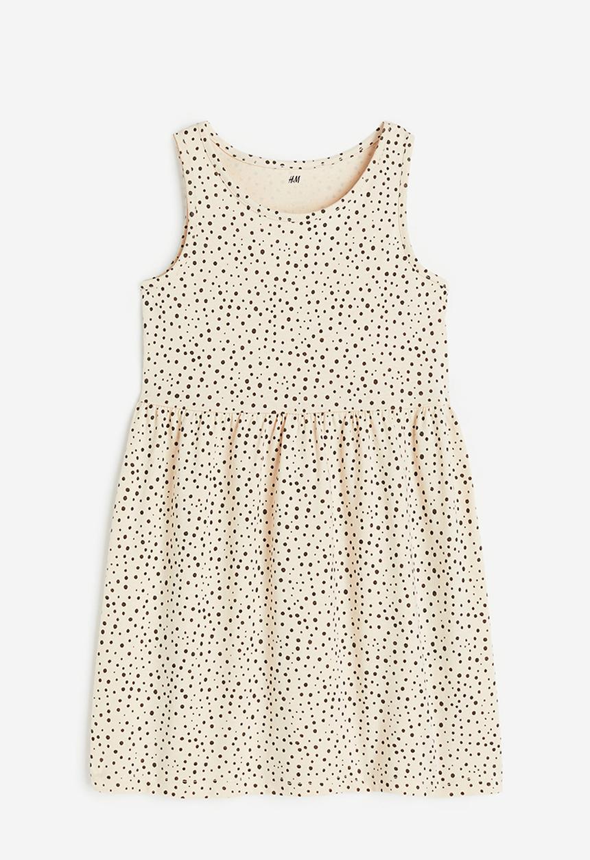 H&M - Patterned cotton dress - light beige spotted