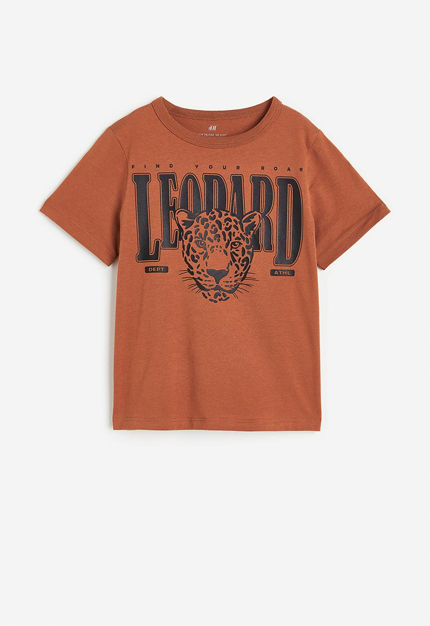 H&M - Printed cotton t-shirt - brown leopard