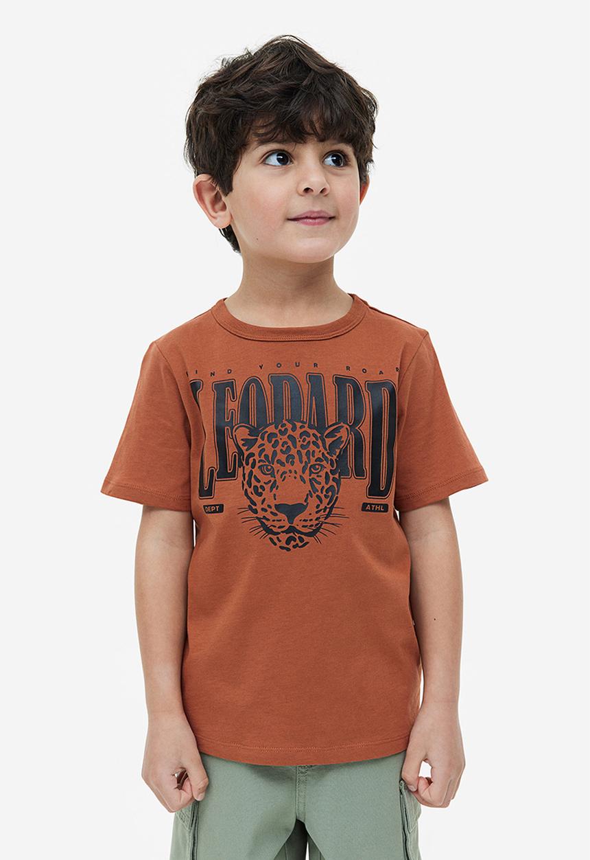 H&M - Printed cotton t-shirt - brown leopard