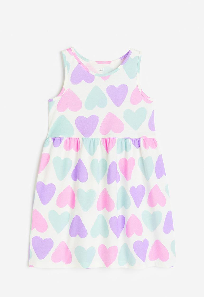 H&M - Patterned cotton dress - lilac/hearts