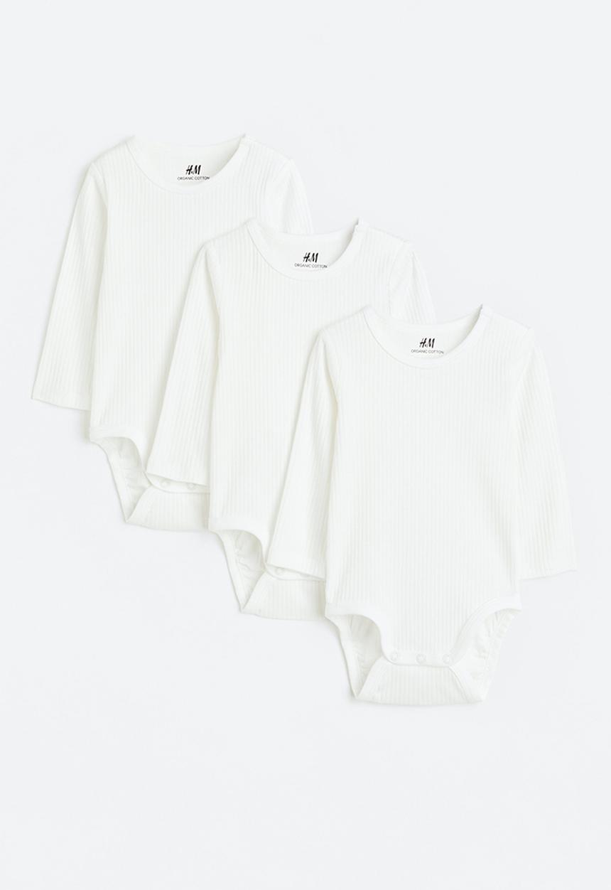 H&M - 3-Pack ribbed bodysuits - white