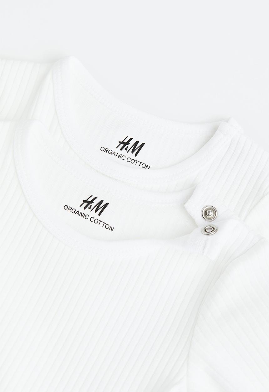 H&M - 3-Pack ribbed bodysuits - white