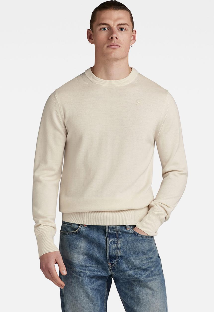 G-STAR - Premium core r knit washable merino knit - eggnog