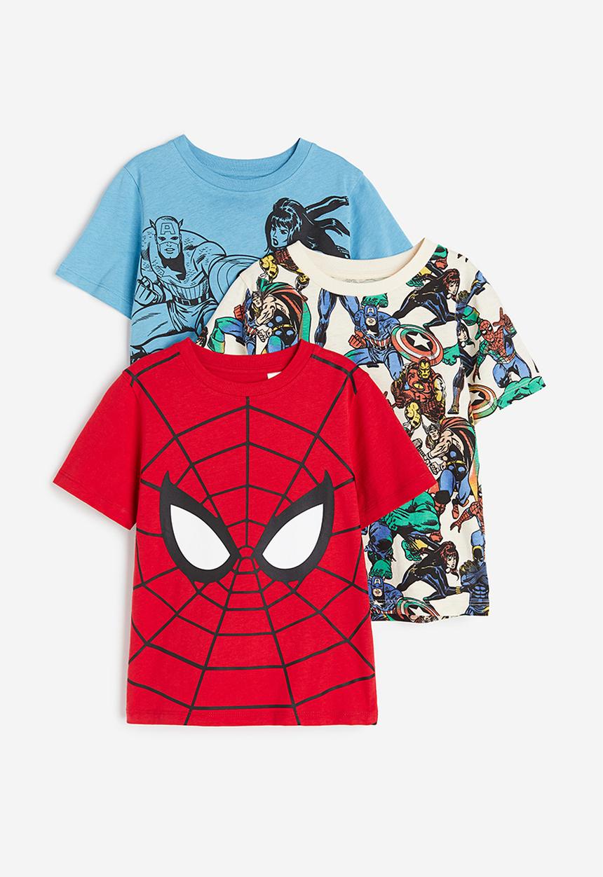 H&M - 3-Pack printed T-shirts - bright red marvel 