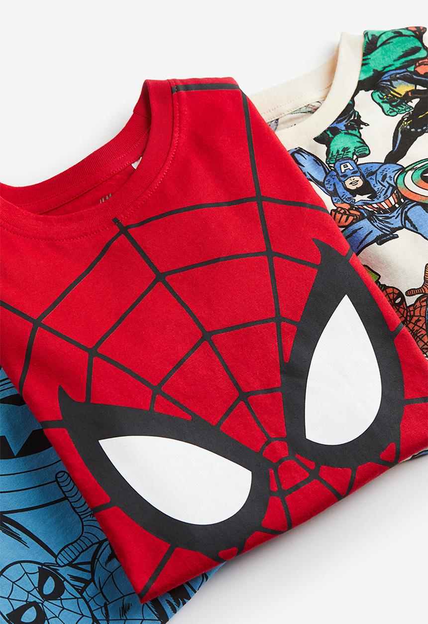 H&M - 3-Pack printed T-shirts - bright red marvel 