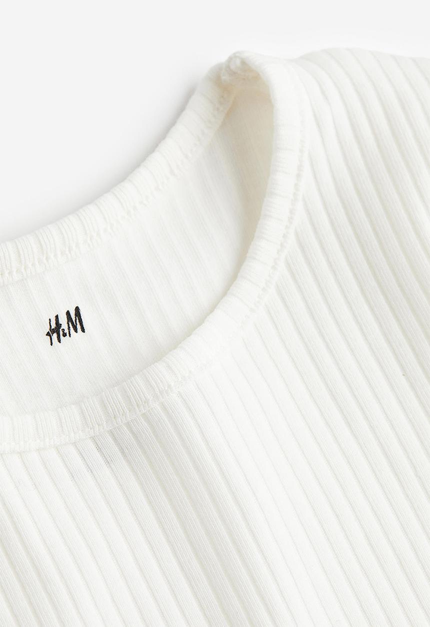H&M - Ribbed cotton top - white