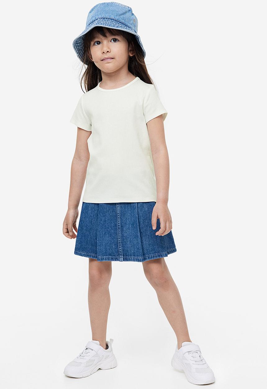H&M - Ribbed cotton top - white