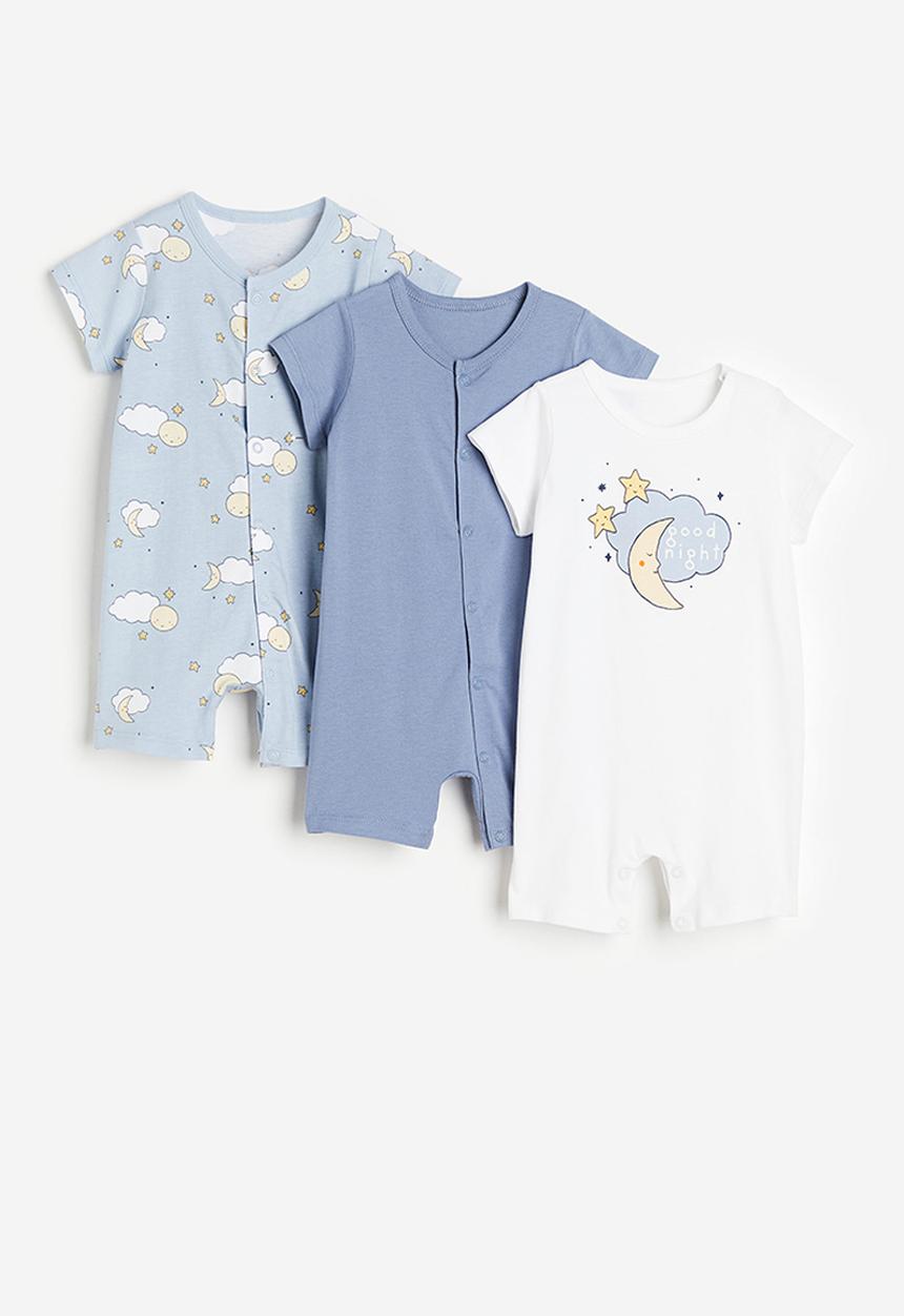H&M - 3-Pack cotton pyjamas - light blue clouds 