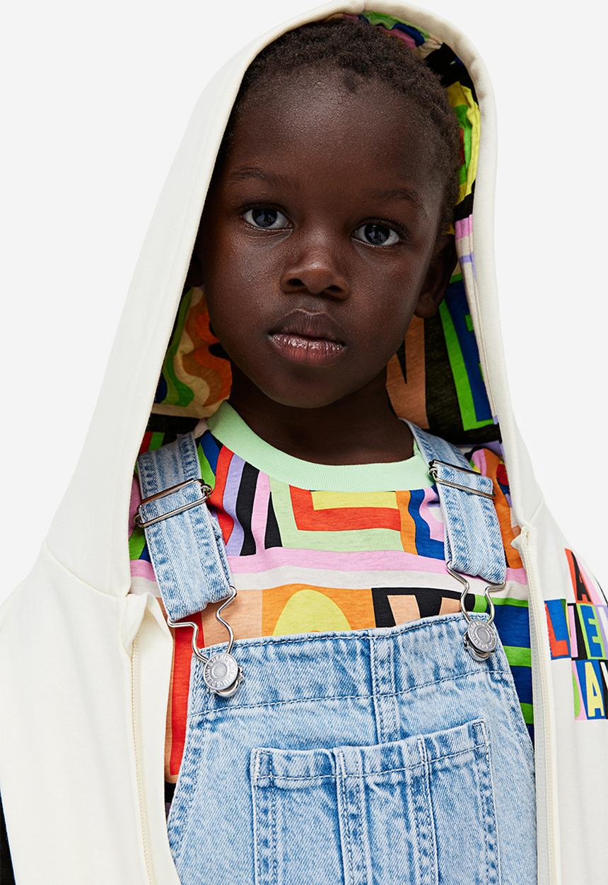 H&M - Printed zip-through hoodie - white a lovely day 