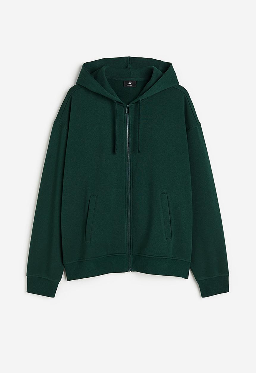 H&M - Loose fit zip-through hoodie - green