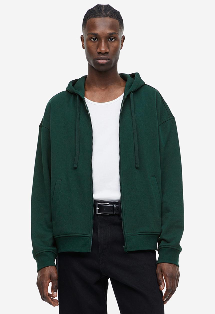 H&M - Loose fit zip-through hoodie - green