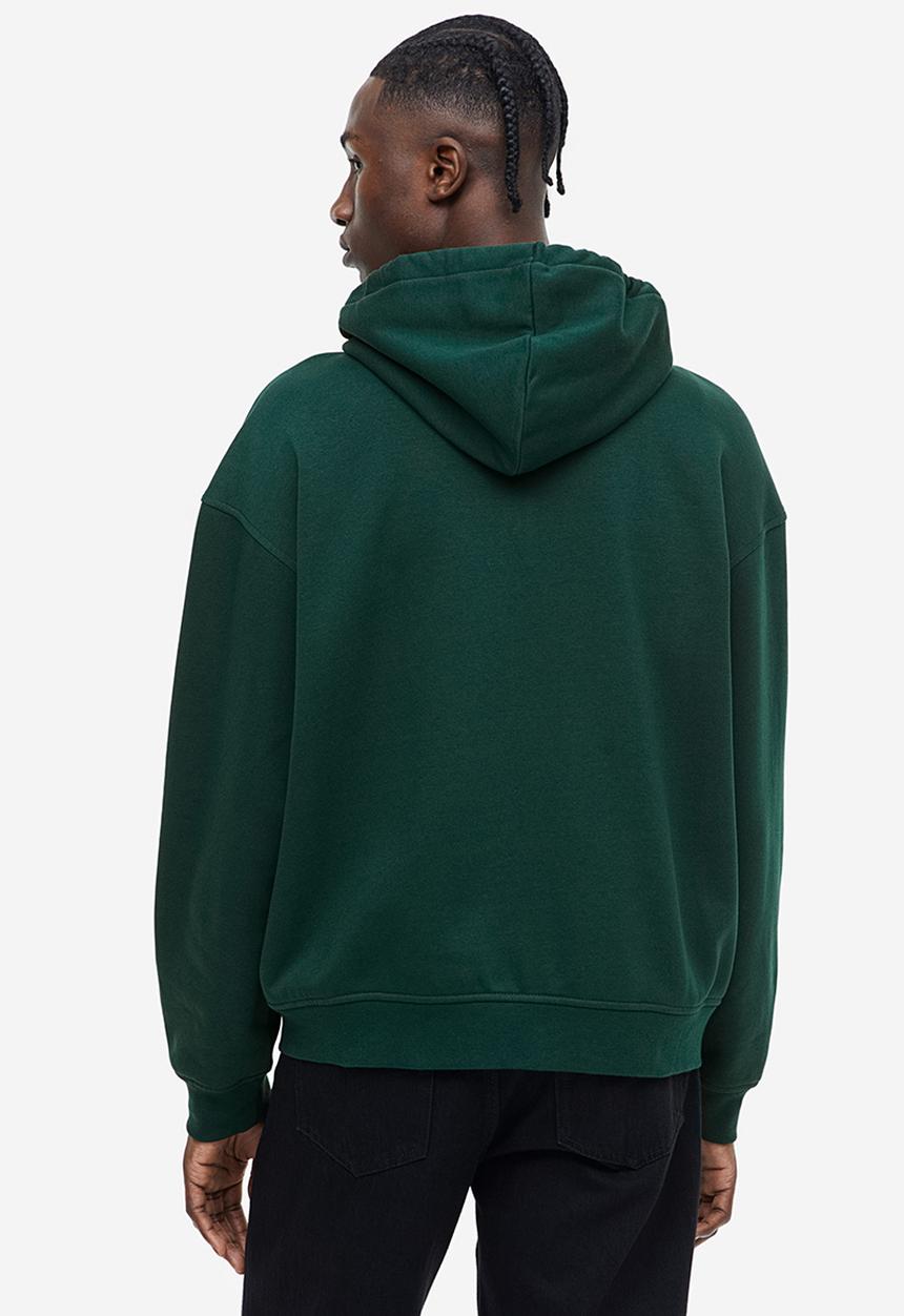 H&M - Loose fit zip-through hoodie - green