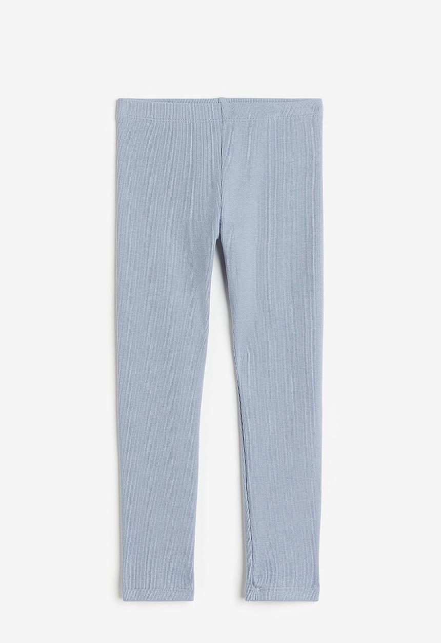 H&M - Ribbed jersey leggings - light dusty blue 
