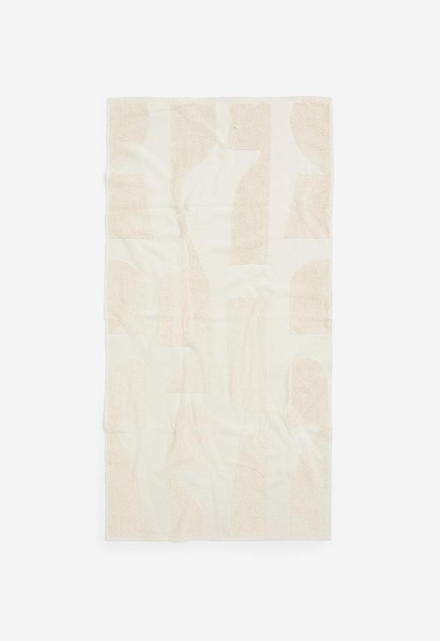 H&M - Patterned bath towel - light beige/patterned