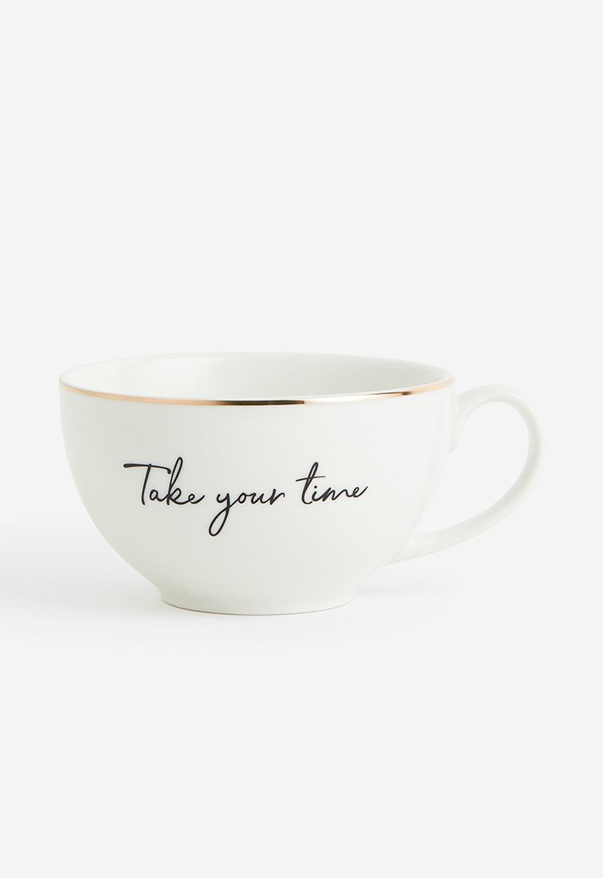 H&M - Porcelain cup - white/take your time