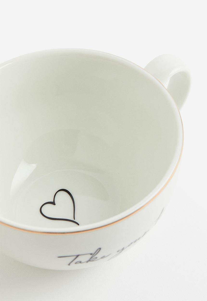 H&M - Porcelain cup - white/take your time