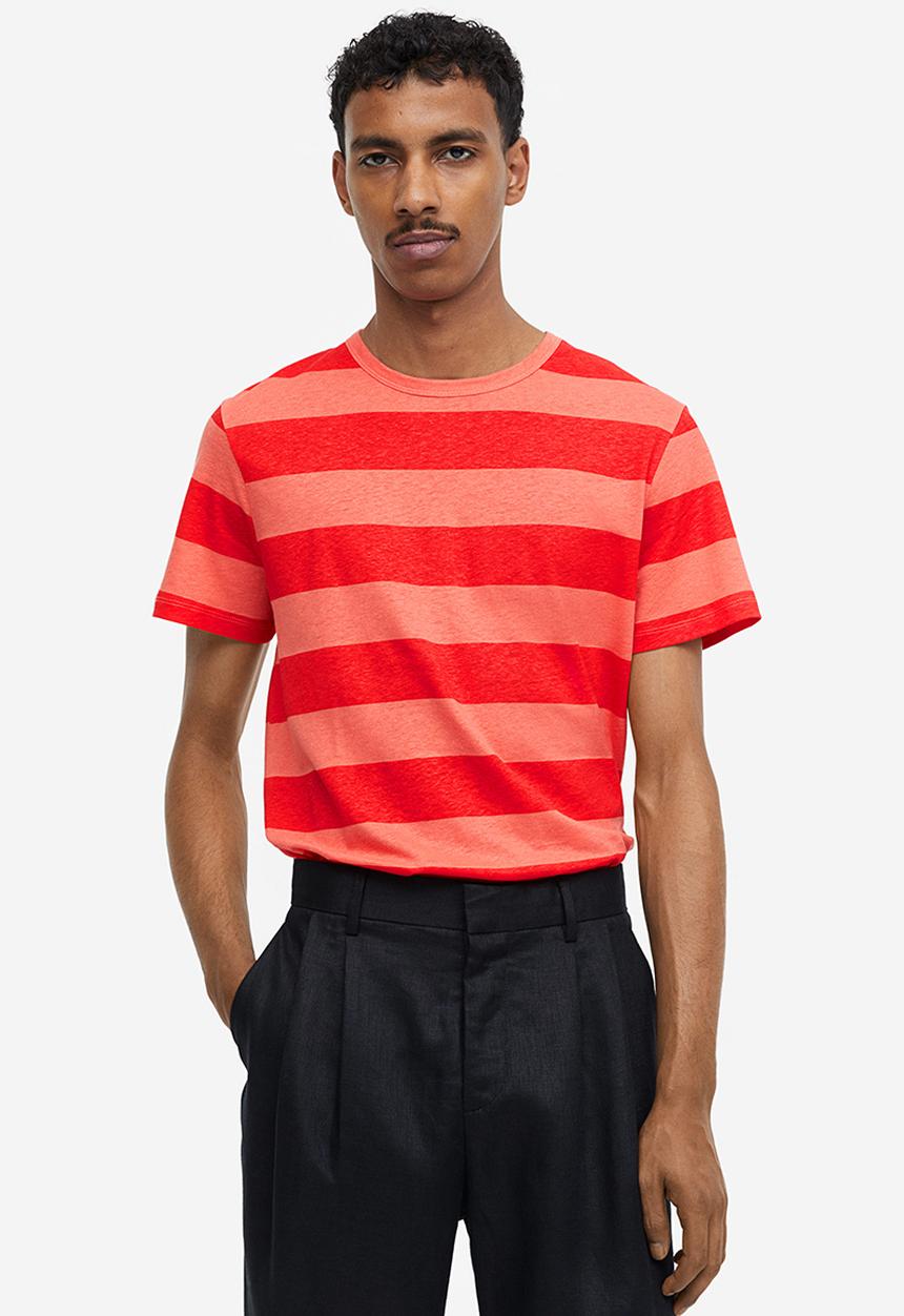 H&M - Regular fit linen-blend t-shirt - red