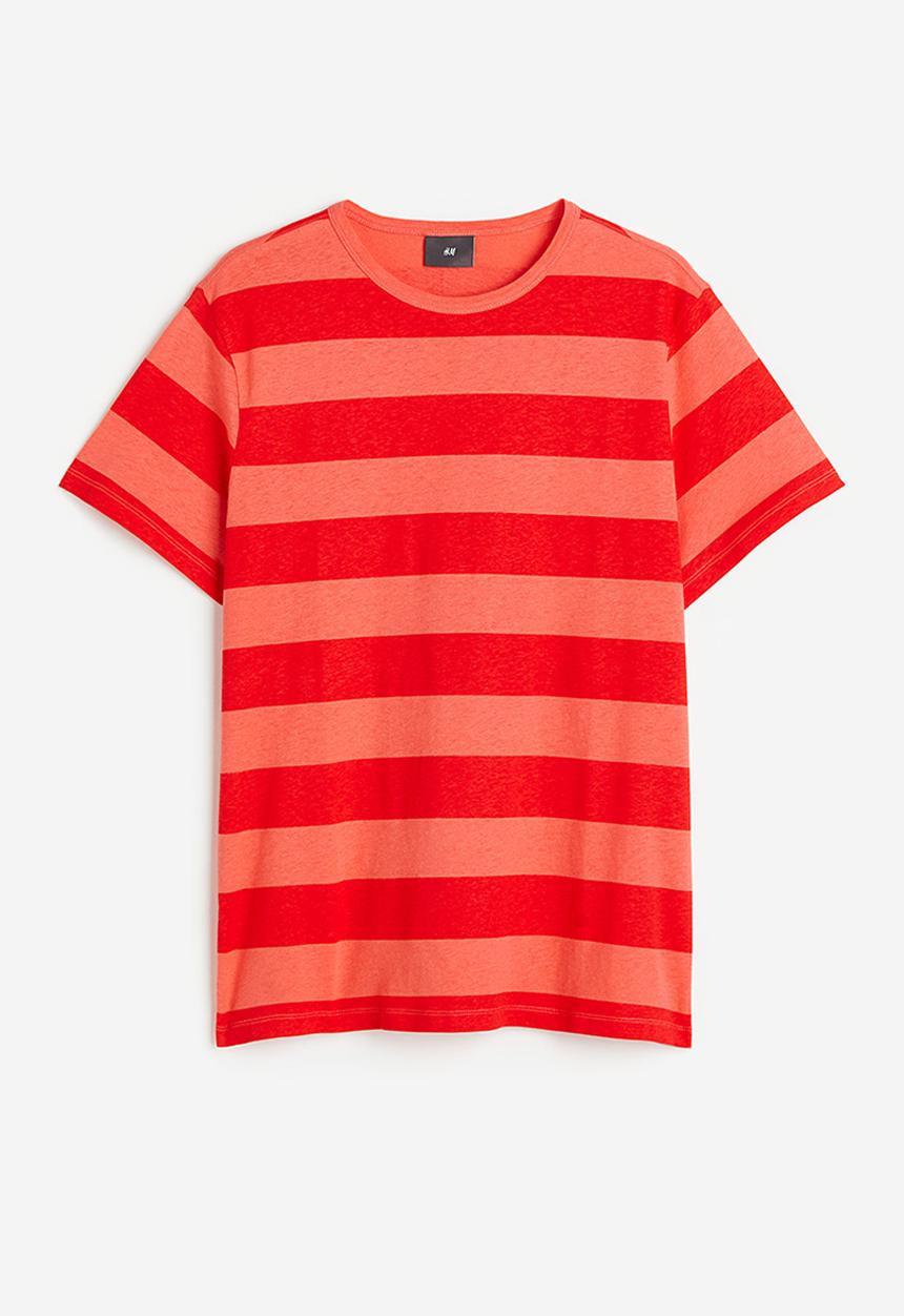 H&M - Regular fit linen-blend t-shirt - red