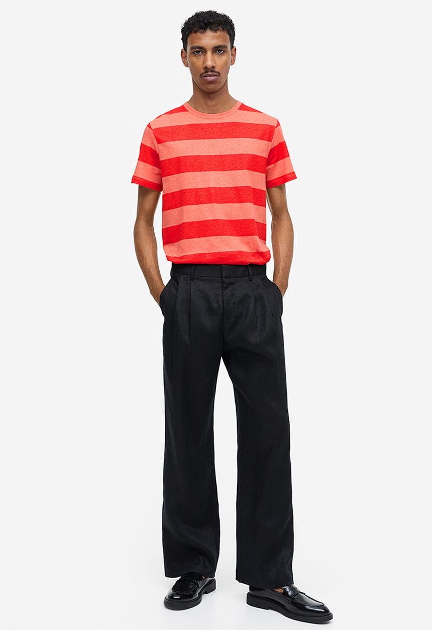 H&M - Regular fit linen-blend t-shirt - red