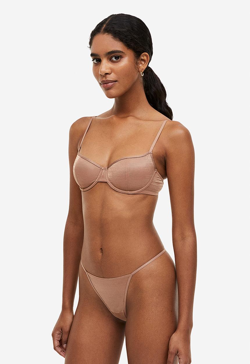 H&M - 3 Pack jersey thong briefs - dark beige & white