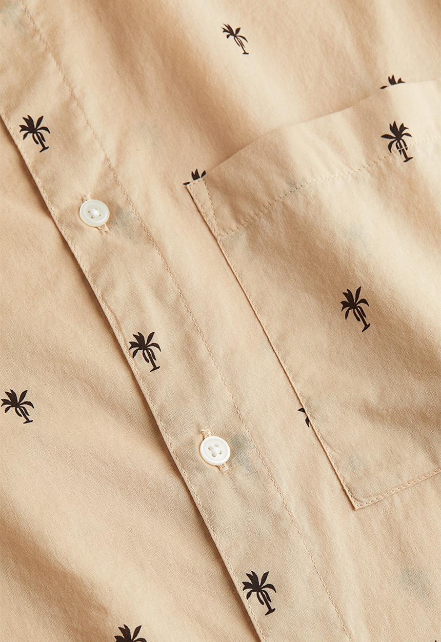 H&M - Cotton shirt regular fit - beige palm trees