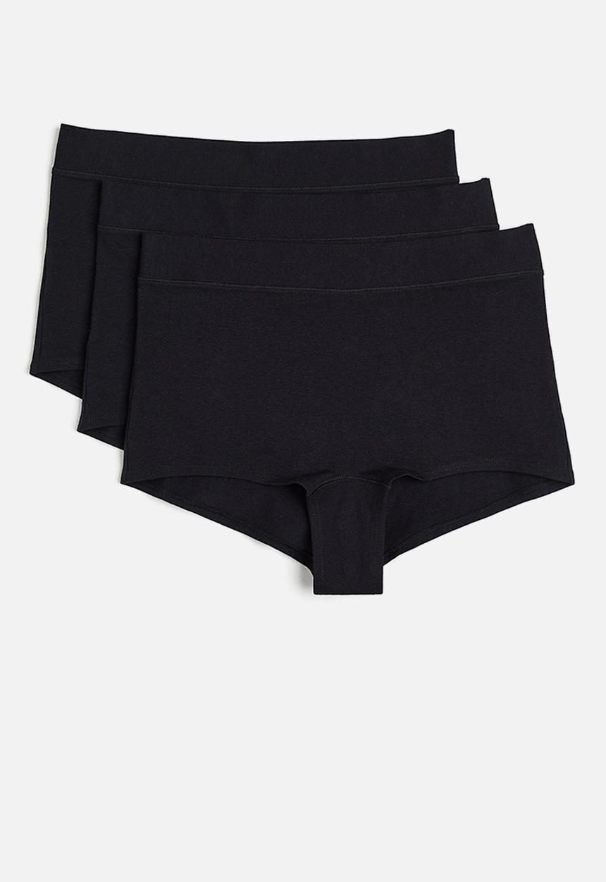H&M - 3 Pack cotton shortie briefs - black 