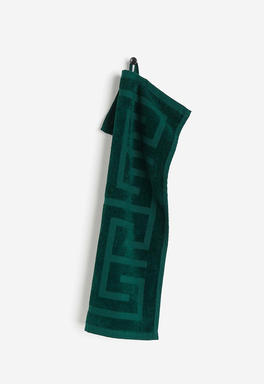 H&M - Burnout-patterned guest towel - dark green/patterned