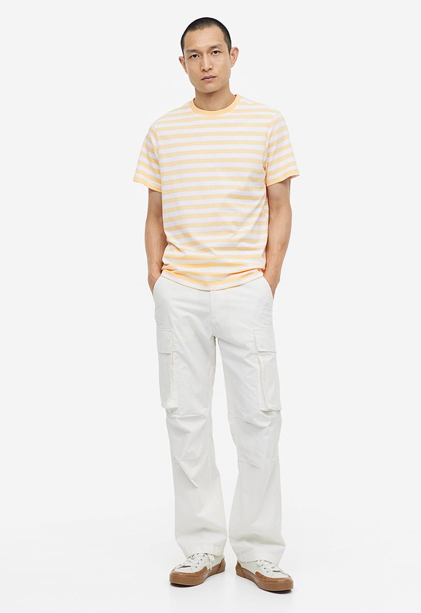 H&M - Coolmax® regular fit t-shirt - yellow & white striped
