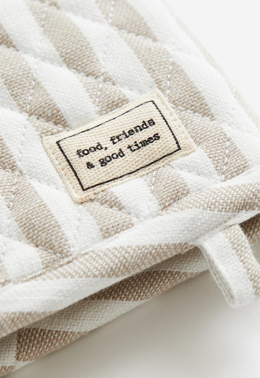 H&M - Striped oven glove  - light beige/white