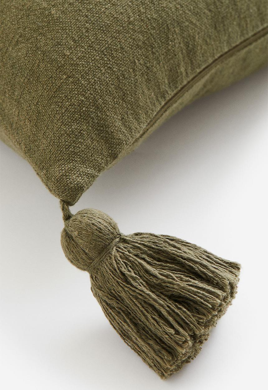 H&M - Tasselled cushion cover - dark green