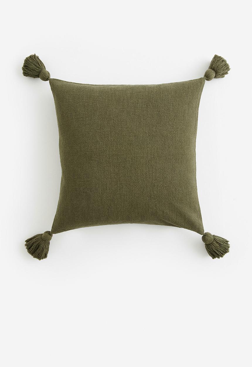H&M - Tasselled cushion cover - dark green