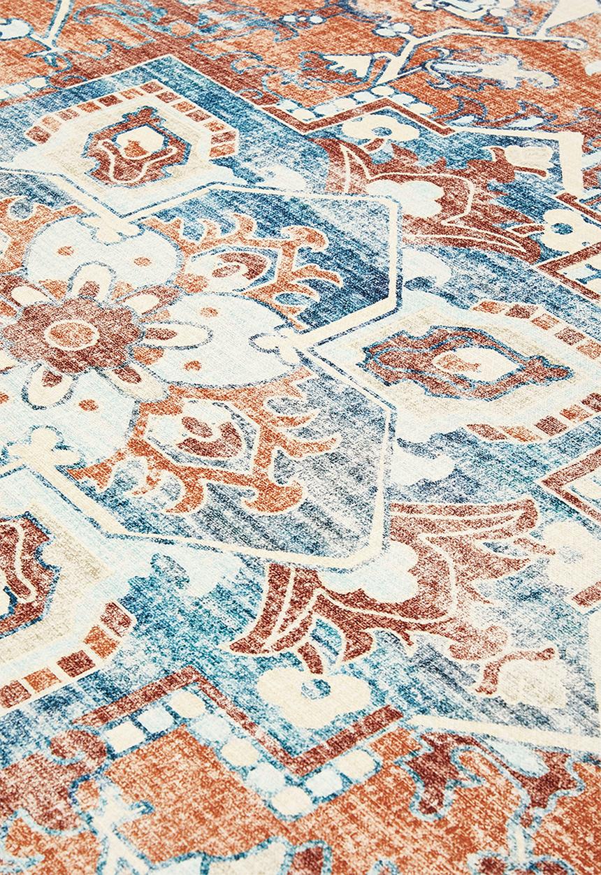 Sixth Floor - Brisbane Antique distressed Rug - Red & Blue