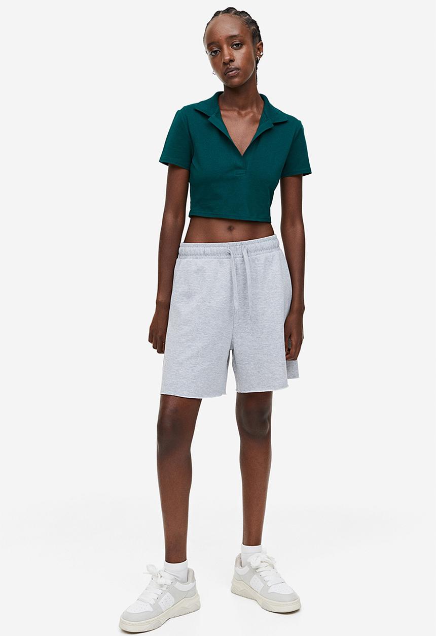 H&M - Collared cropped top - dark green