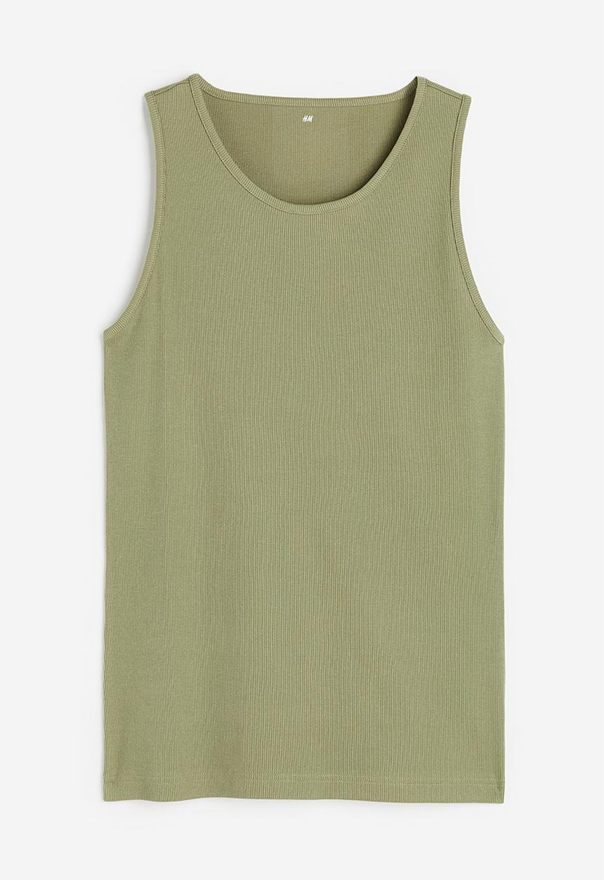 H&M - Slim fit ribbed vest top - khaki green