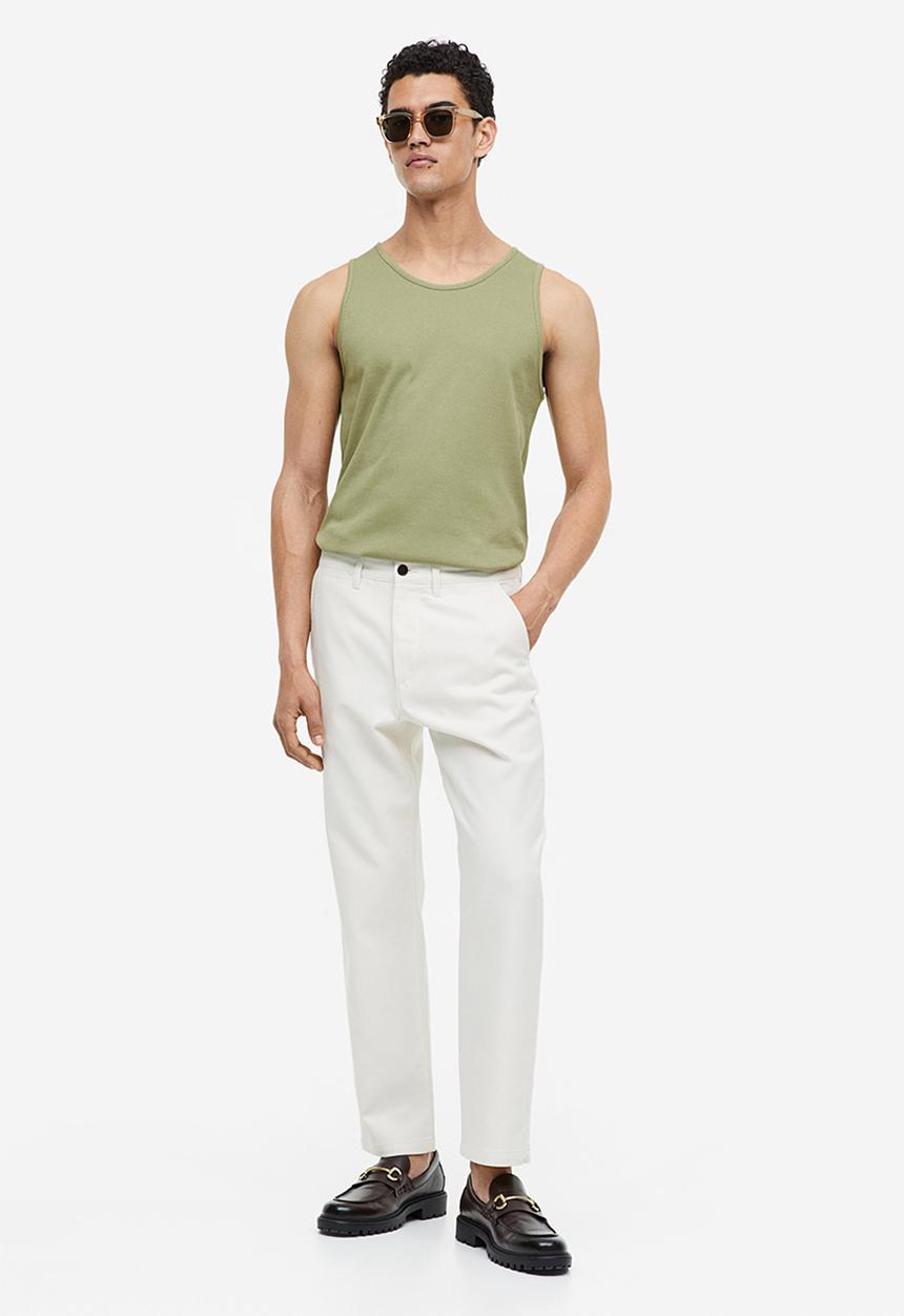 H&M - Slim fit ribbed vest top - khaki green