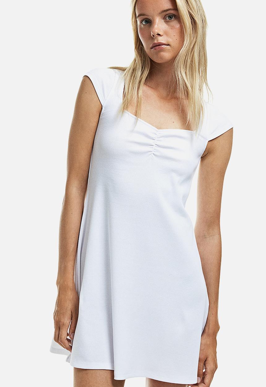 H&M - Cap-sleeved jersey dress - white